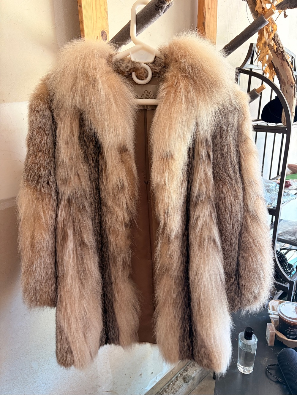 Women's Natural Brown Fur Trench Coat - Elegant Winter Outerwear